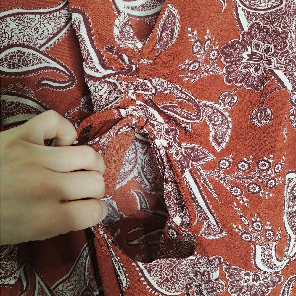 City Chic Jessie Ginger Paisley Rust Maxi Dress XXL Cottagecore Peasant Prairie - Picture 6 of 10